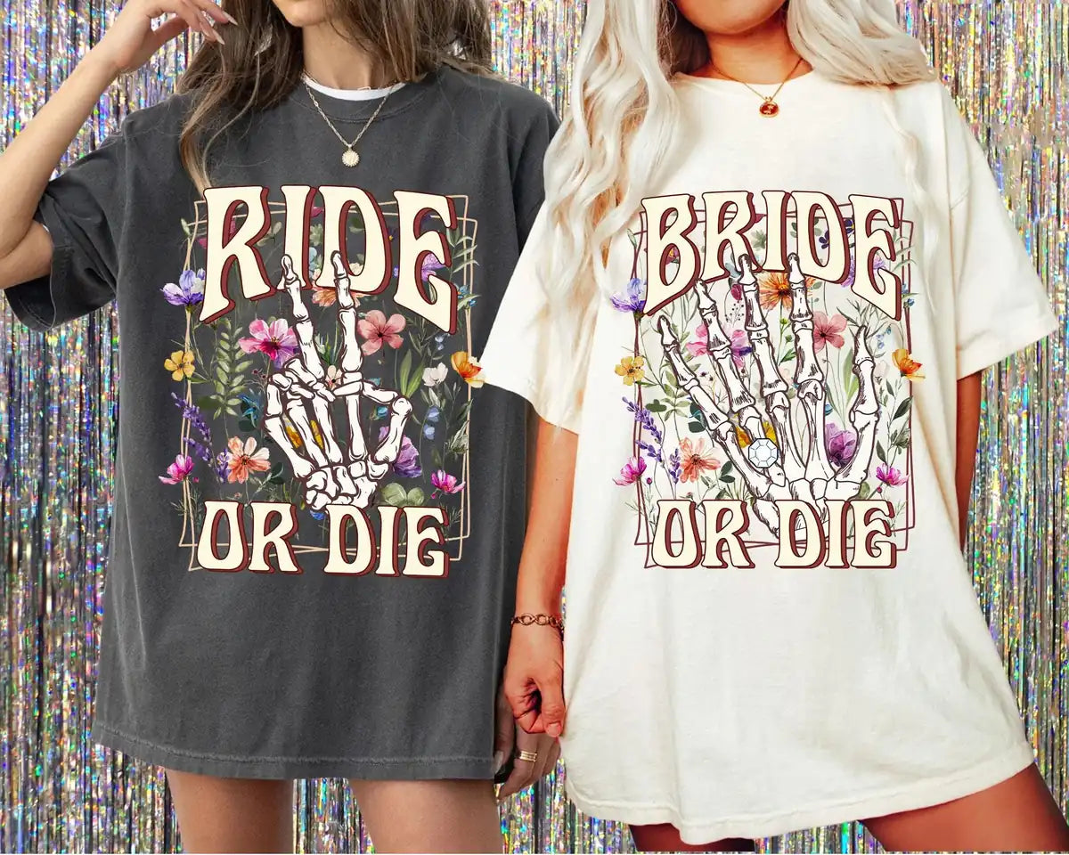 bride or die custom name bachelorette party comfort colors t shirt size chart