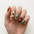 brown green ivory hand painted thanksgiving square short press on nails turkey mockup 01