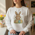 bunny easter eggs dragonfly embroidery white sweatshirt lifestyle 01