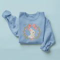 bunny floral wreath embroidery sweatshirt mockup light blue 03