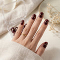 burgundy gold line square press on nails minimal stripe detail 01