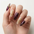 burgundy nude 3d cat eye almond press on nails butterfly pearl mockup 01