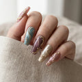 burgundy teal cat eye almond long press on nails gold filigree mockup 01