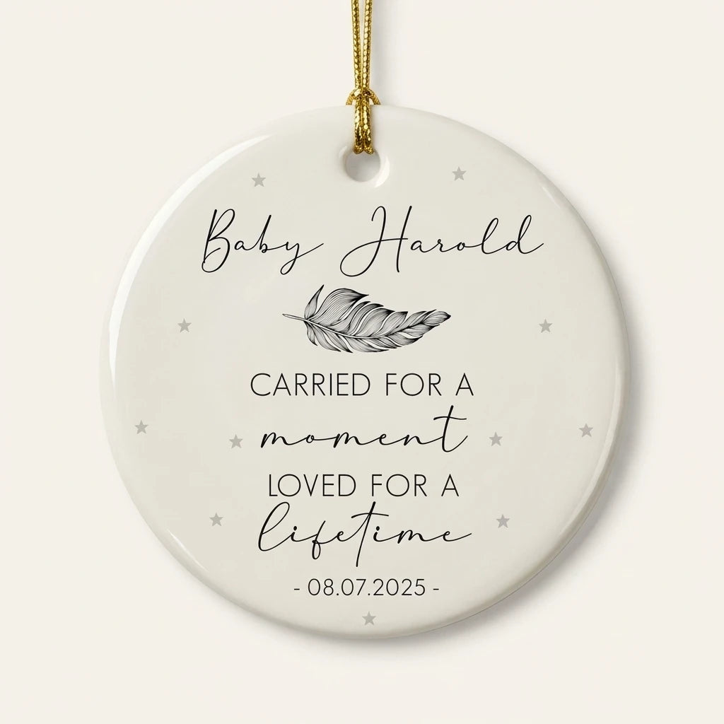 carried for a moment loved for a lifetime baby loss angel personalized ornament hero
