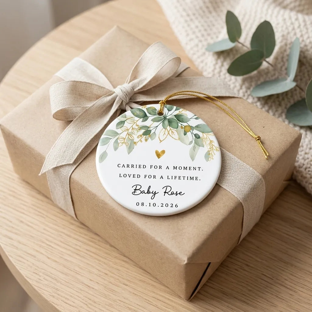 carried for a moment loved for a lifetime golden heart personalized ornament gift