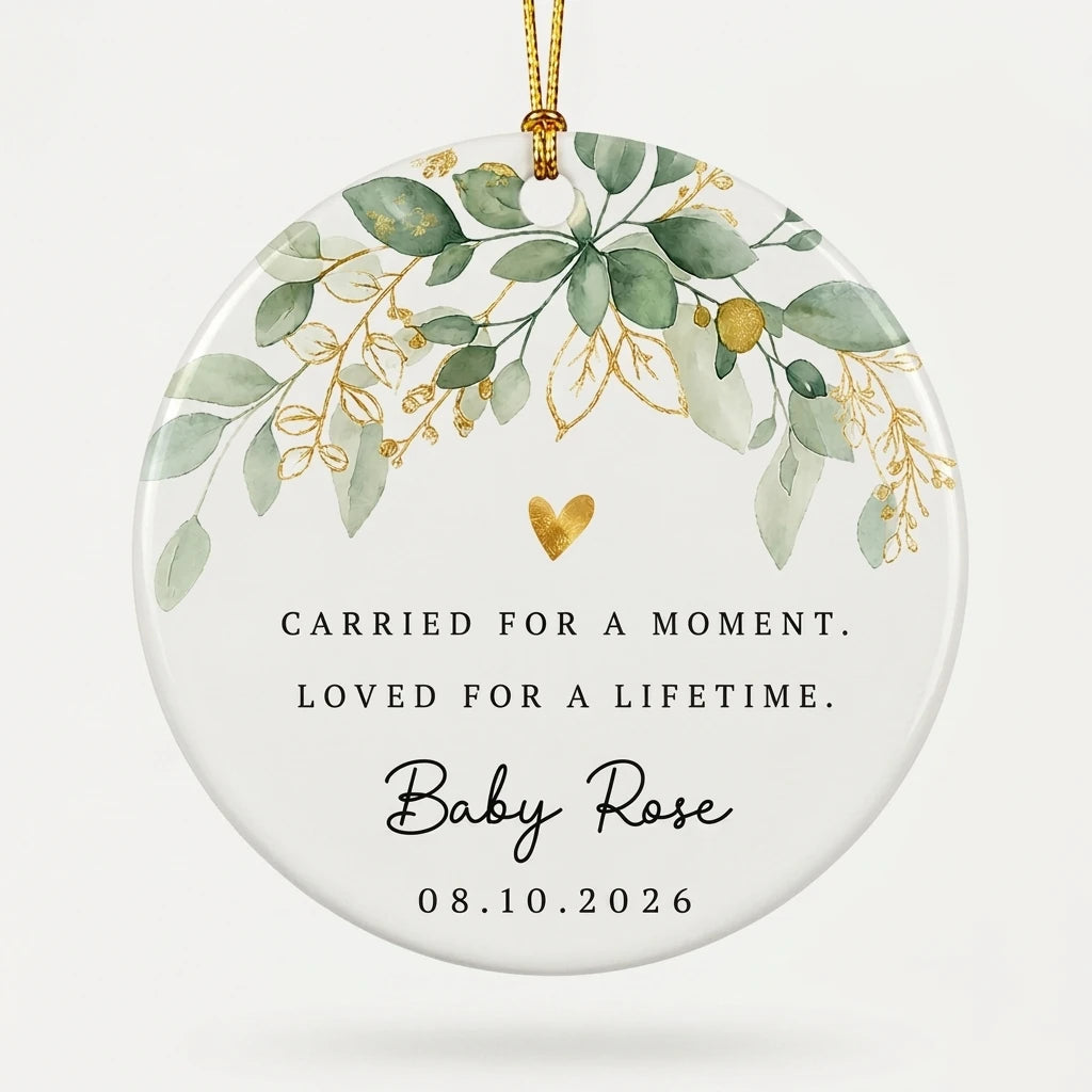 carried for a moment loved for a lifetime golden heart personalized ornament hero