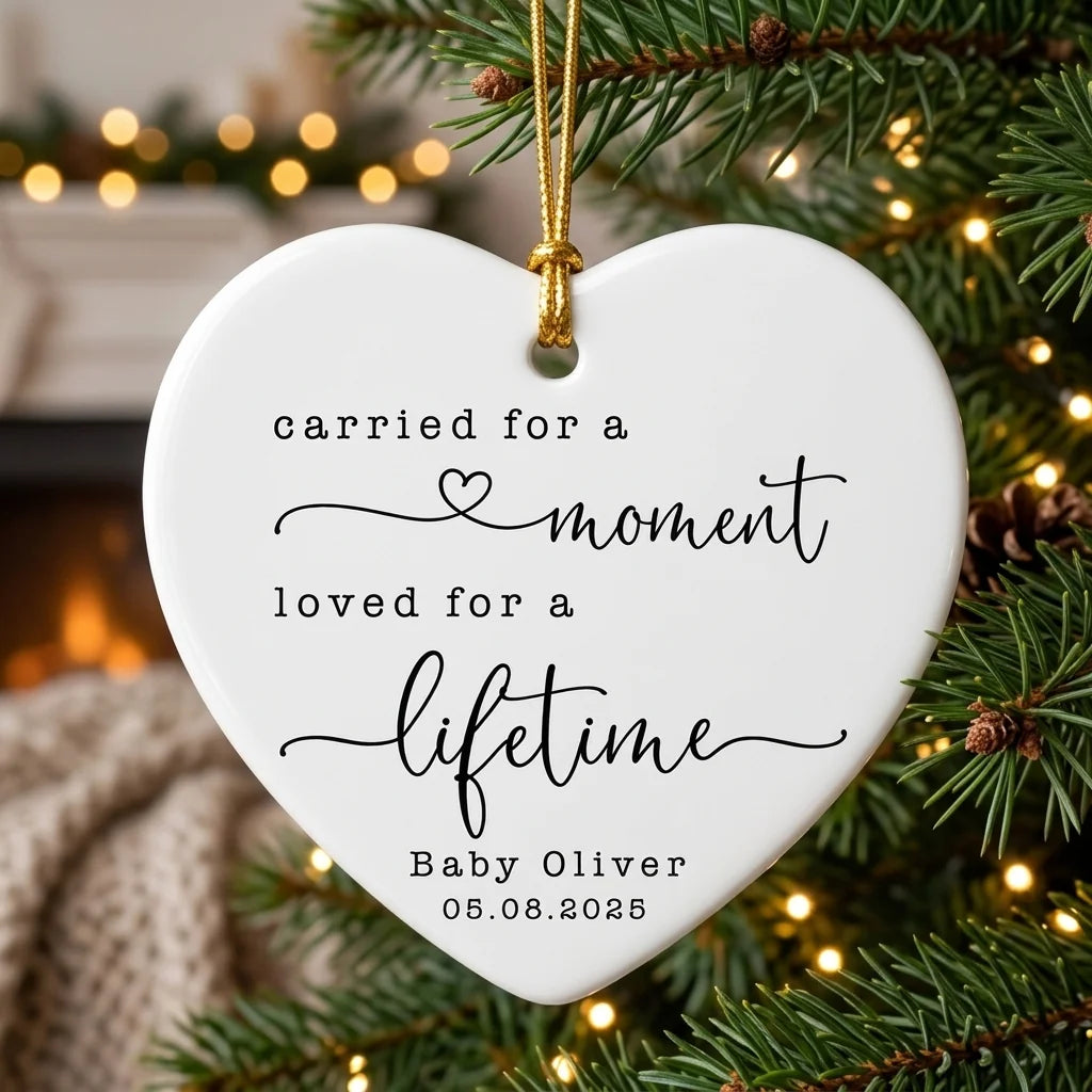 carried for a moment loved for al lifetime miscarriage personalized ornament tree