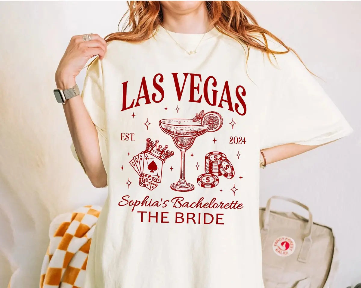 Casino Club - Custom Location - Las Vegas Bachelorette Party Comfort Colors T-Shirt - Comfort Colors T-Shirt Mockup Image