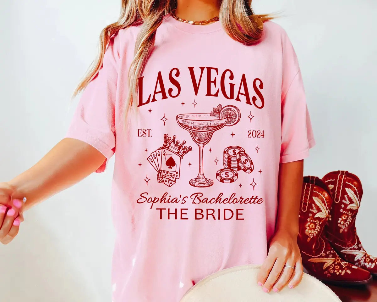 Casino Club - Custom Location - Las Vegas Bachelorette Party Comfort Colors T-Shirt - Comfort Colors T-Shirt Mockup Image