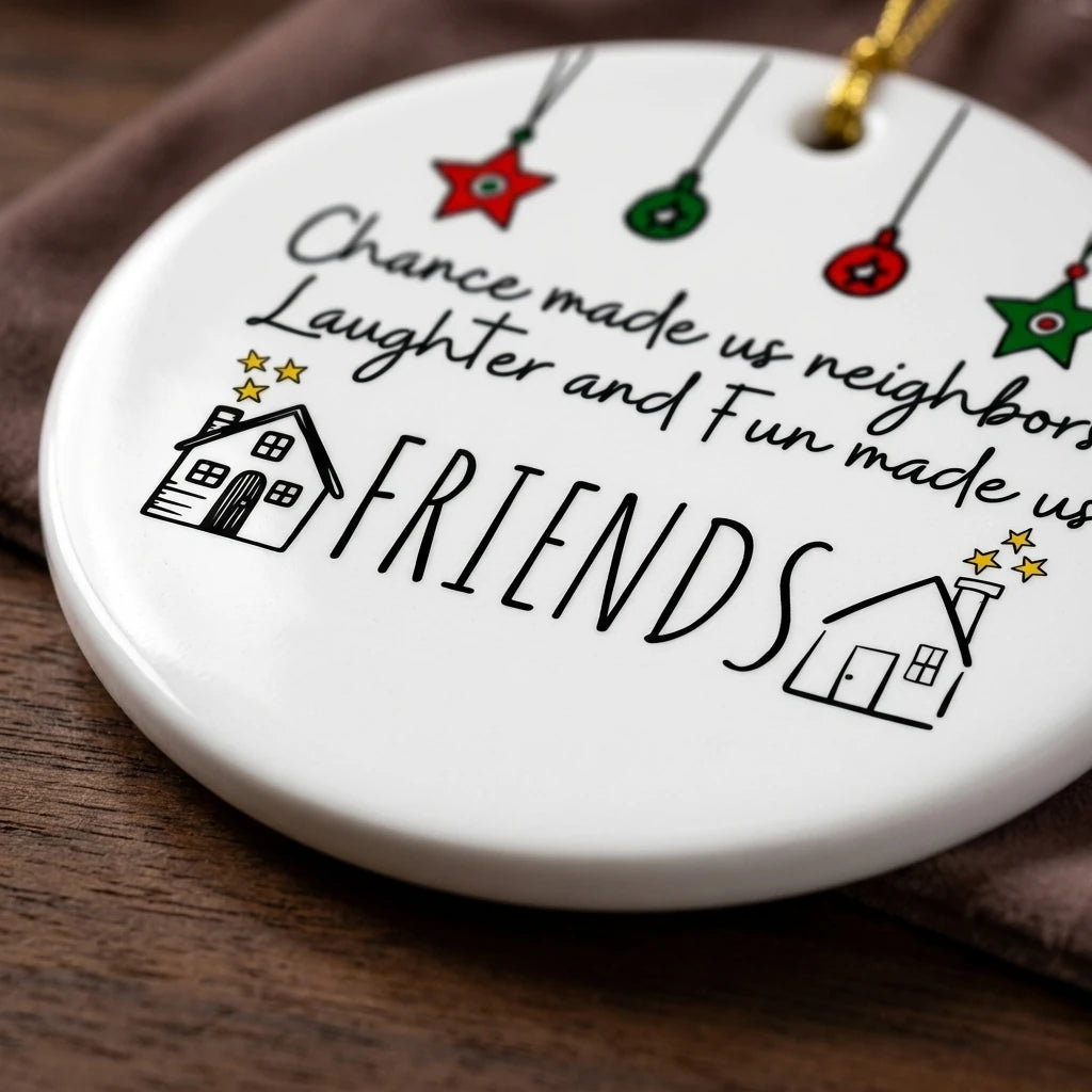 chance made us neighbors neighbor cute gift personalized ornament detail