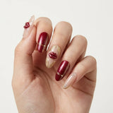 cherry red blush nude 3d cat eye almond press on nails lips rhinestone mockup 01