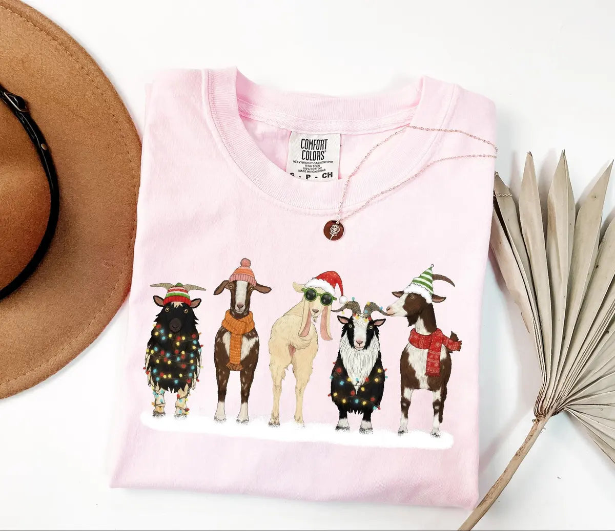Christmas Animals graphic Comfort Colors T-shirt, additional product photograph.