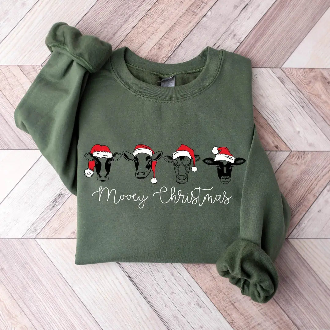 Christmas Cow Crewneck Sweatshirt alternate product view.