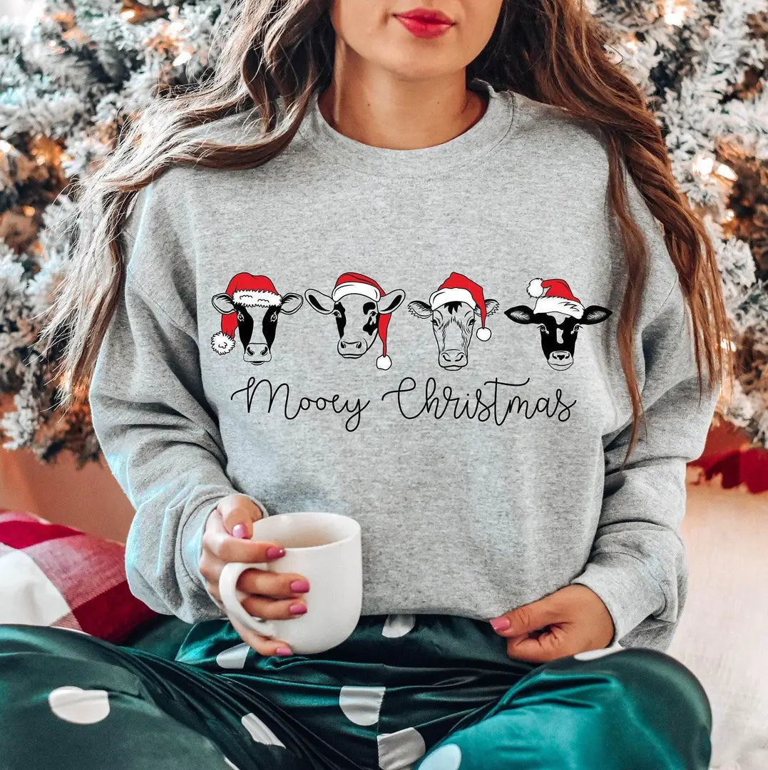 Christmas Cow Crewneck Sweatshirt alternate product view.