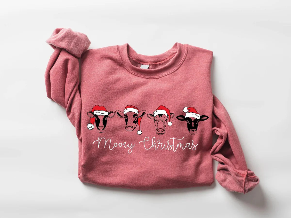 Christmas Cow Crewneck Sweatshirt alternate product view.
