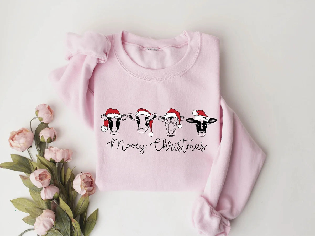Christmas Cow Crewneck Sweatshirt alternate product view.