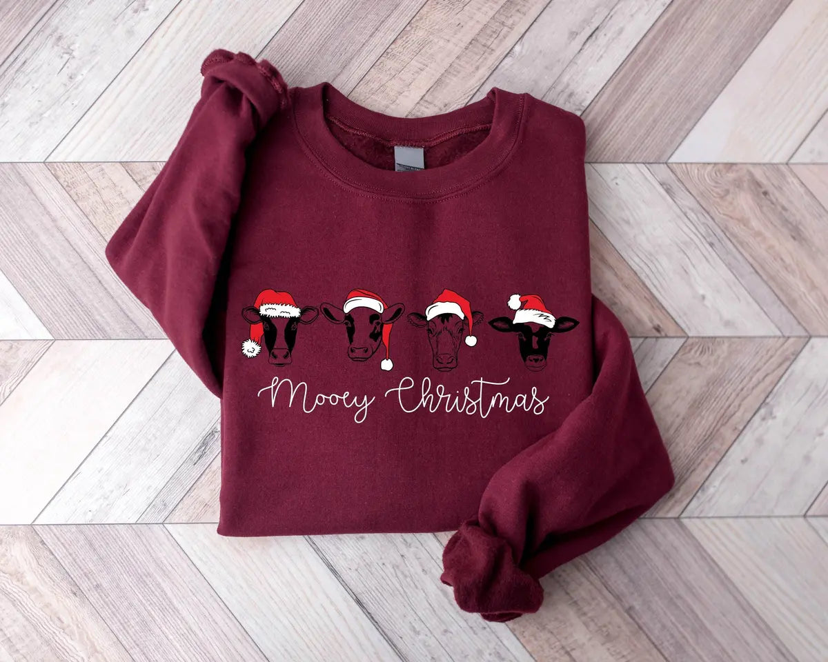Christmas Cow Crewneck Sweatshirt alternate product view.