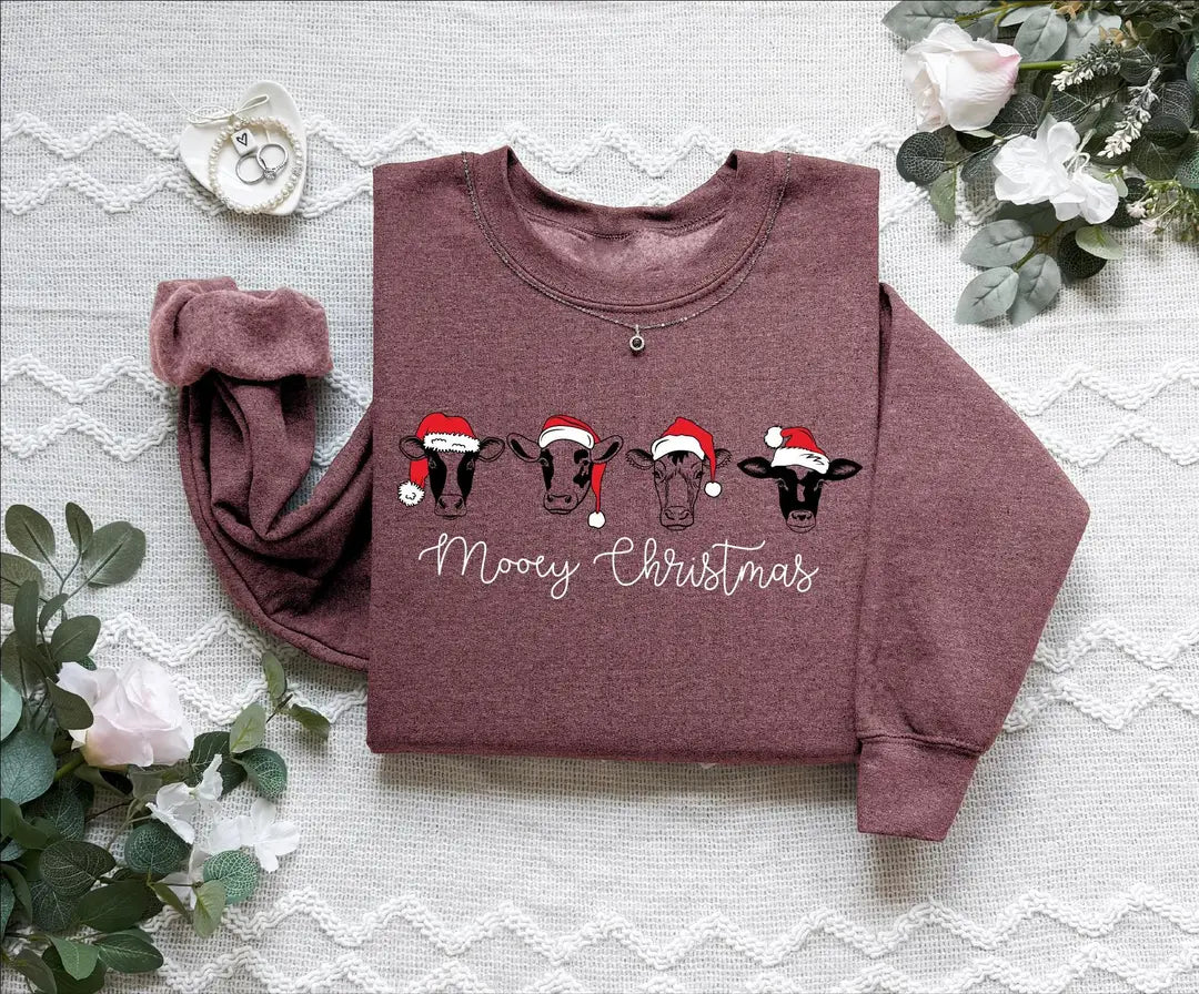 Christmas Cow Crewneck Sweatshirt alternate product view.