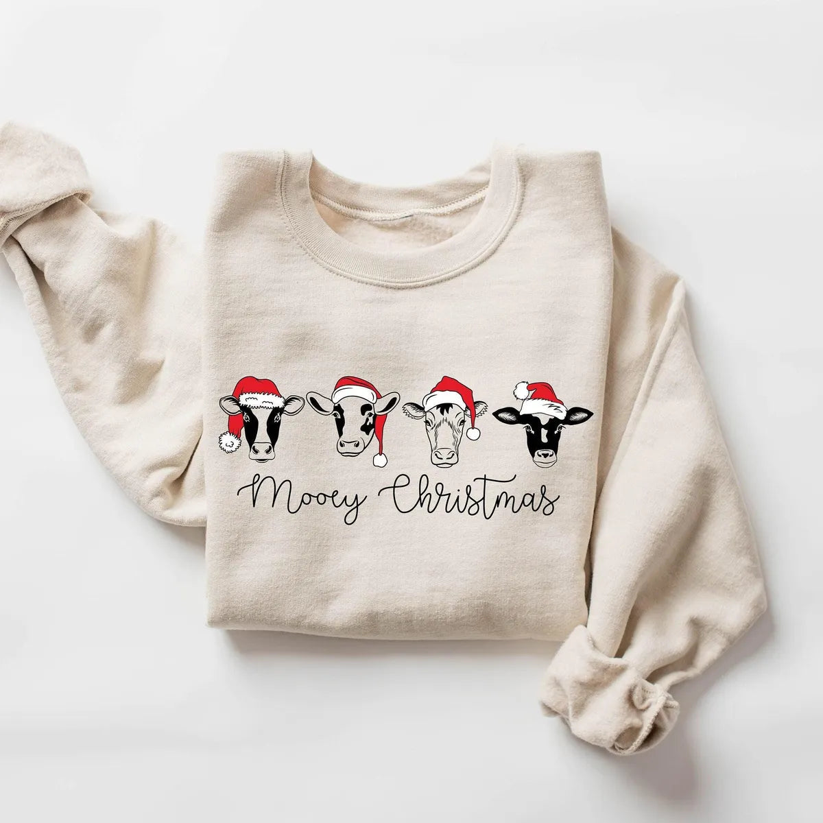 Christmas Cow Crewneck Sweatshirt hero view.