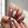 chrome cerise 3d coffin press on nails ribbon heart mockup 01