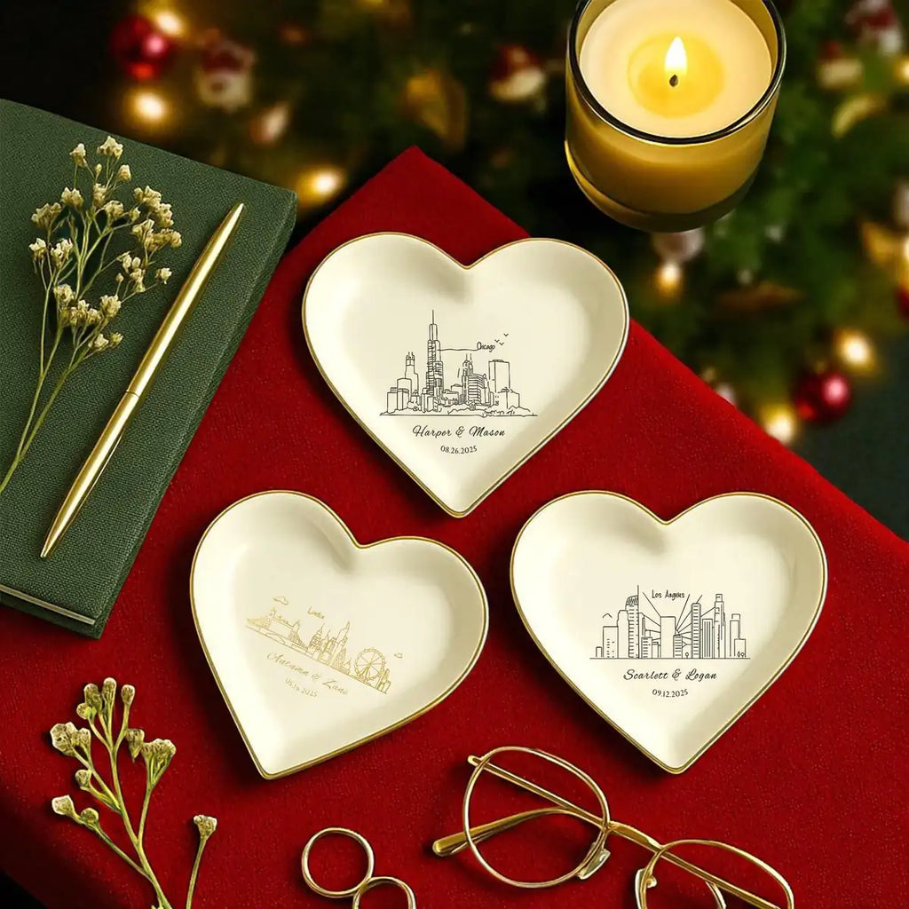Cities Ring Dish, Wedding Ring Dish, City Ring Dish Custom Wedding City Ring Dish Custom Hotel Trinket Dish Just Engaged Gift
