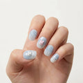 clear grey pink 3d oval short press on nails ripple bunny jelly detail 01