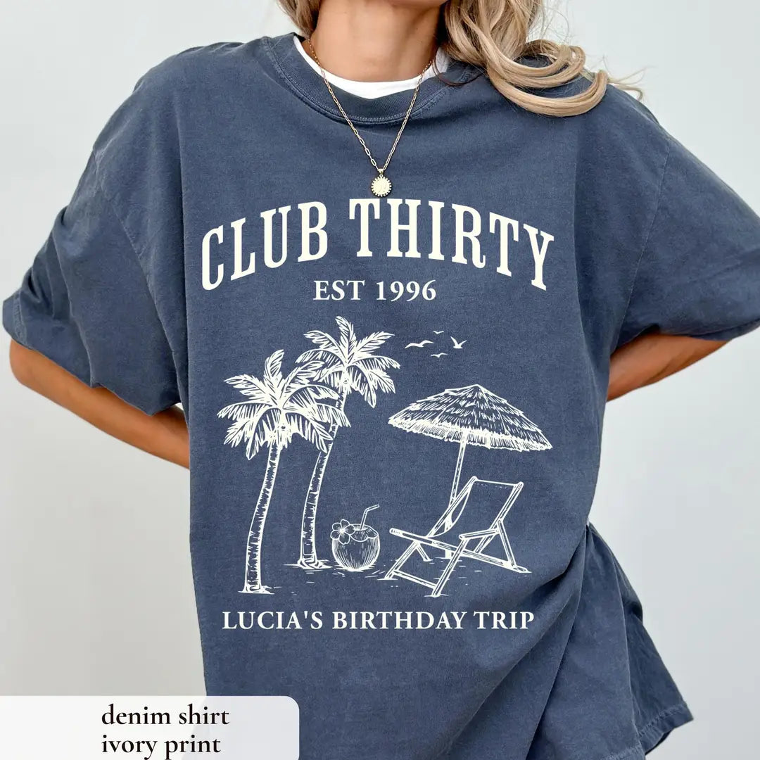 Club Thirty graphic Comfort Colors T-shirt, additional product photograph.