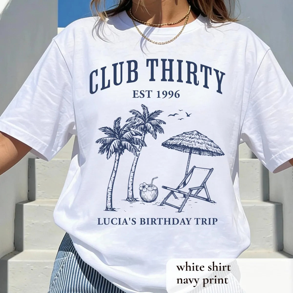 Club Thirty graphic Comfort Colors T-shirt in White, additional product photograph.