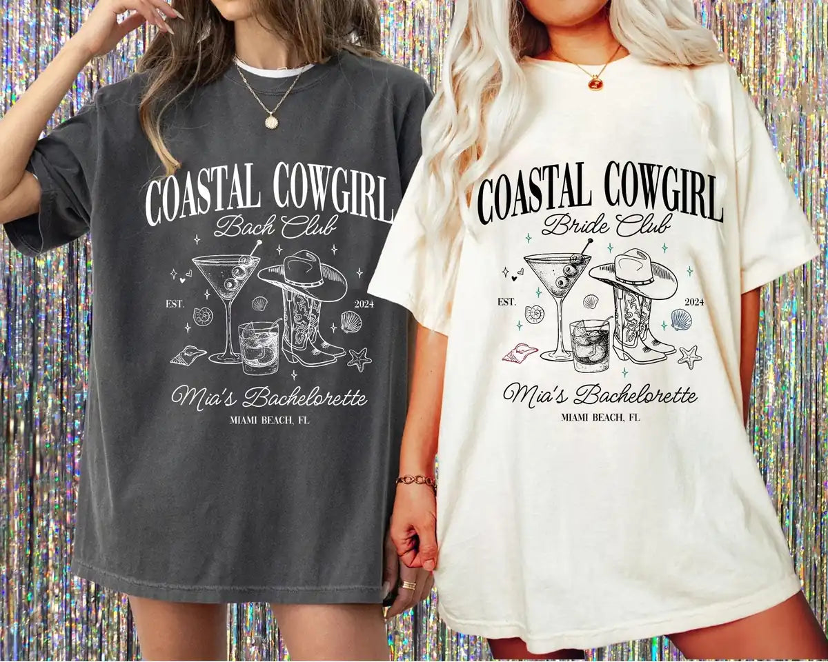 coastal cowgirl social club custom location bachelorette party comfort colors t shirt size chart