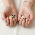 colorful 3d oval press on nails circus pearl clown face star mockup 01
