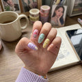 colorful hand painted short square press on nails kawaii animal lifestyle 02