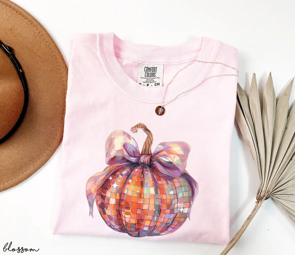 Coquette Fall graphic Comfort Colors T-shirt, additional product photograph.