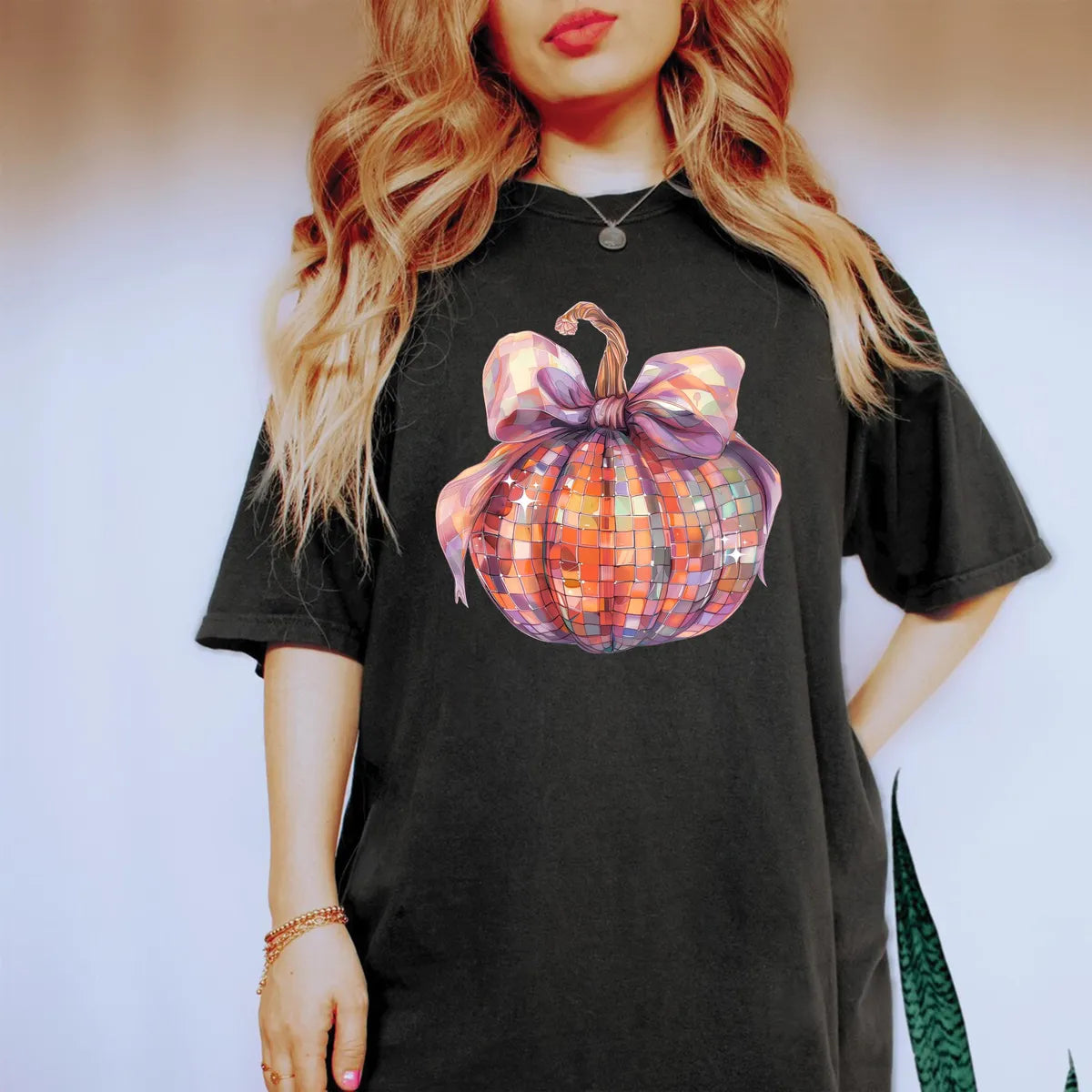 Coquette Fall graphic Comfort Colors T-shirt, additional product photograph.