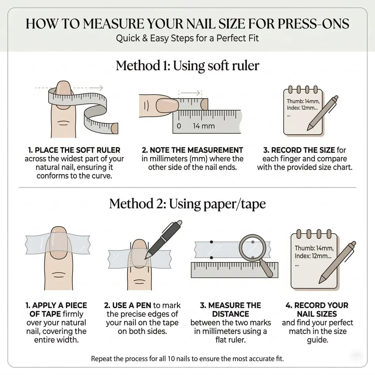 coral red hand painted stiletto medium press on nails size guide 01