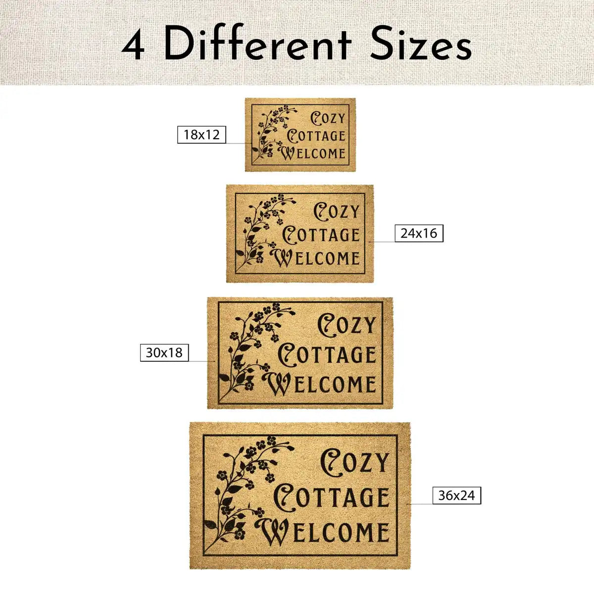 cozy cottage floral rustic farmhouse personalized doormat flat lay 04