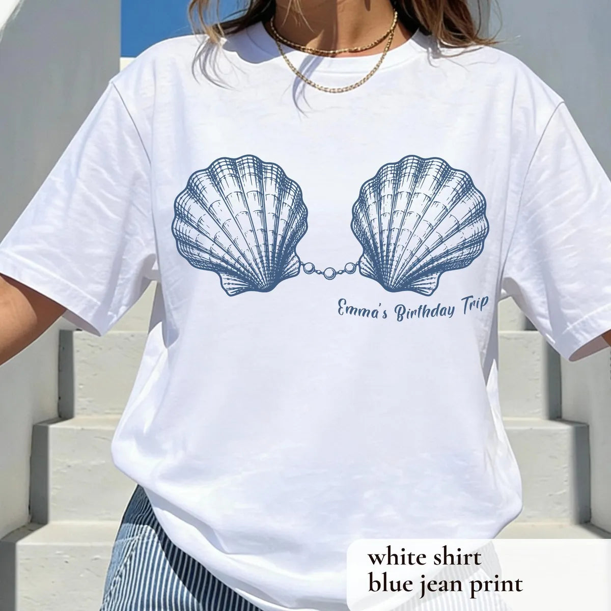 Custom Birthday Trip Shirts graphic Comfort Colors T-shirt in Blue Jean, additional product photograph.