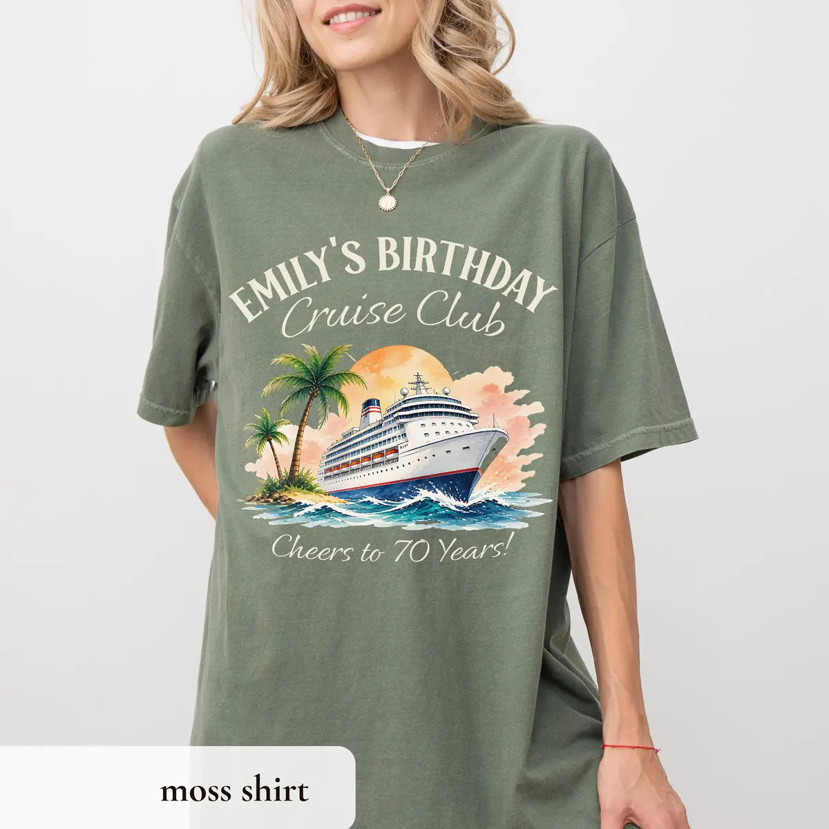 Custom Cruise Birthday graphic Comfort Colors T-shirt, additional product photograph.
