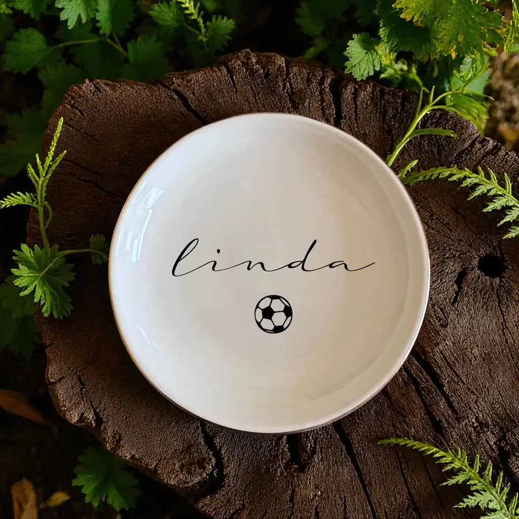 Custom Soccer Ring Dish, Soccer Ring Dish, Sports Engagement Gift, Sports Lover Gift, Football Jewelry Holder, Soccer Team Gi