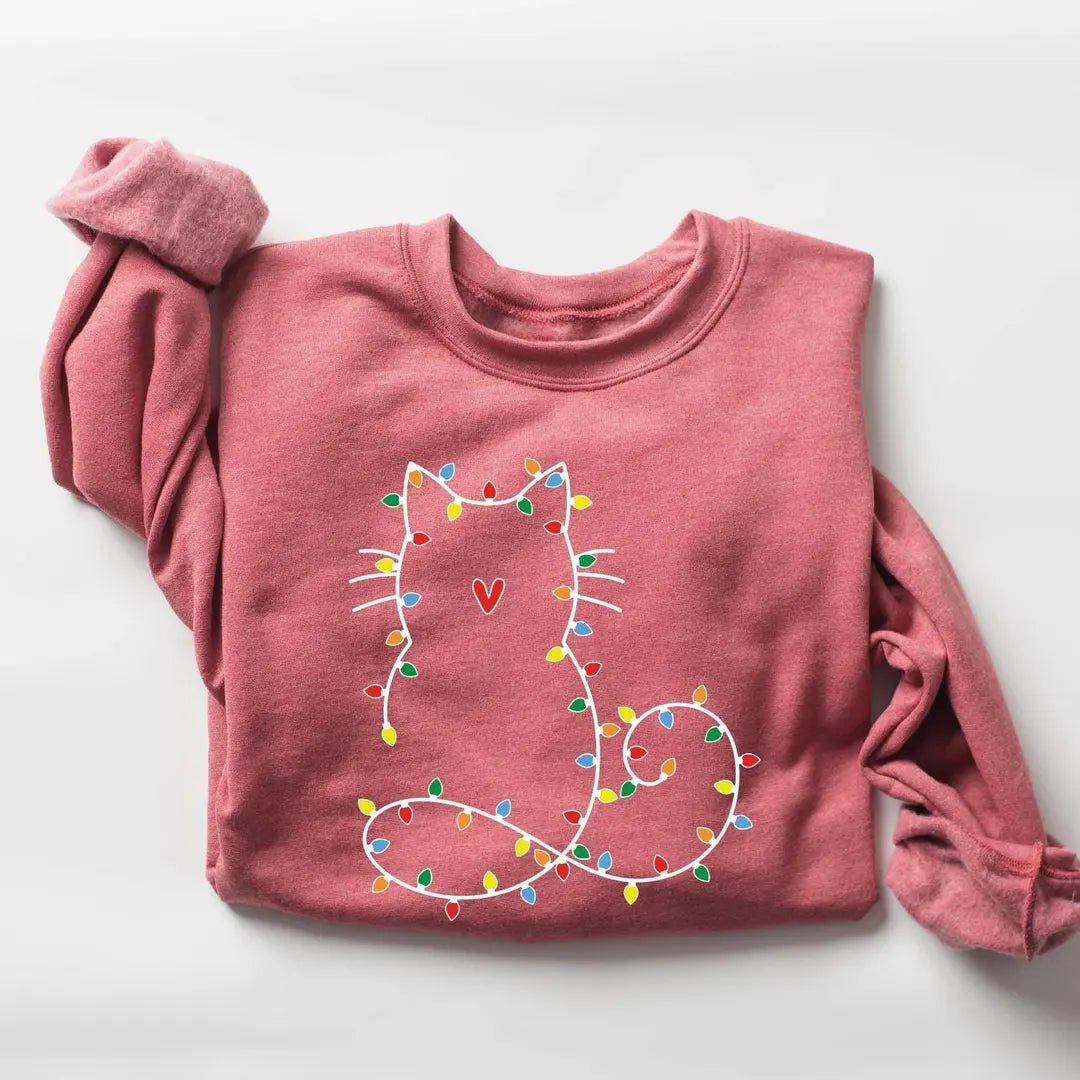 Cute Cat Christmas : Cat Lover Gift Crewneck Sweatshirt hero view.