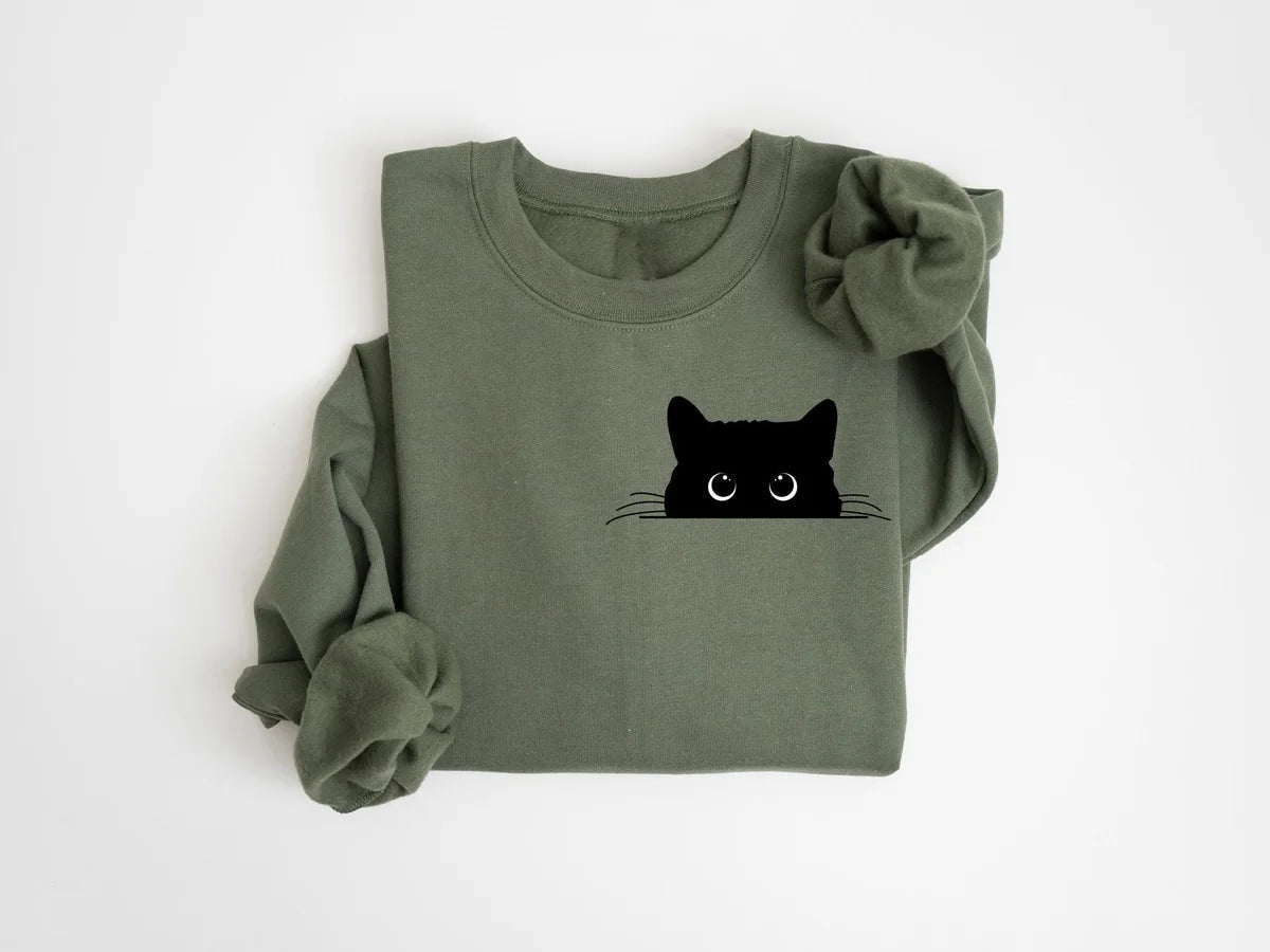 Cute Cat Halloween Crewneck Sweatshirt alternate product view.