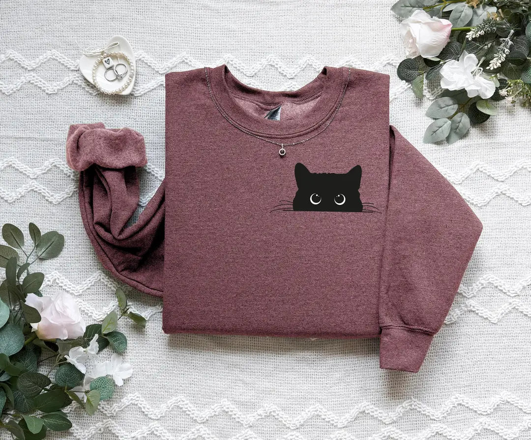 Cute Cat Halloween Crewneck Sweatshirt alternate product view.