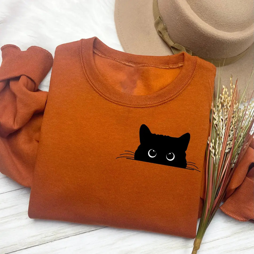Cute Cat Halloween Crewneck Sweatshirt alternate product view.
