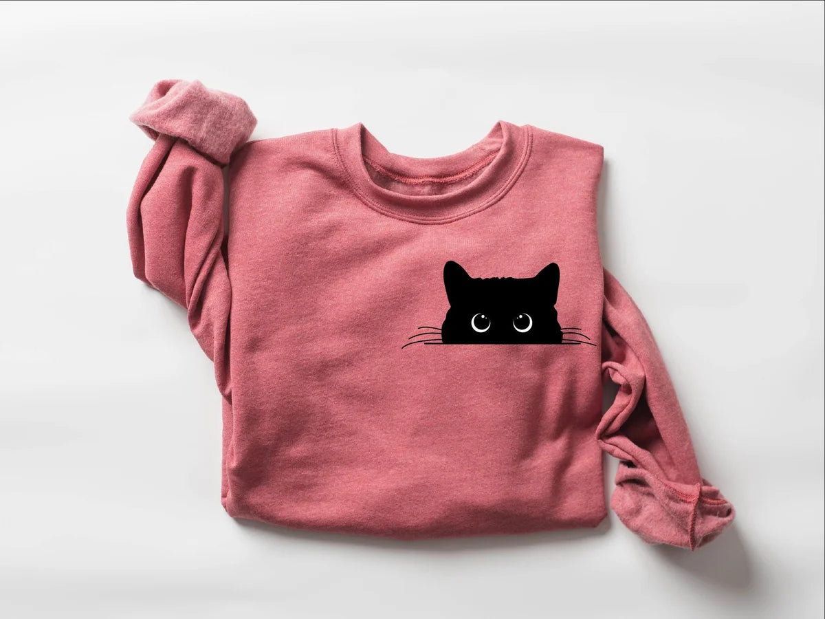 Cute Cat Halloween Crewneck Sweatshirt alternate product view.