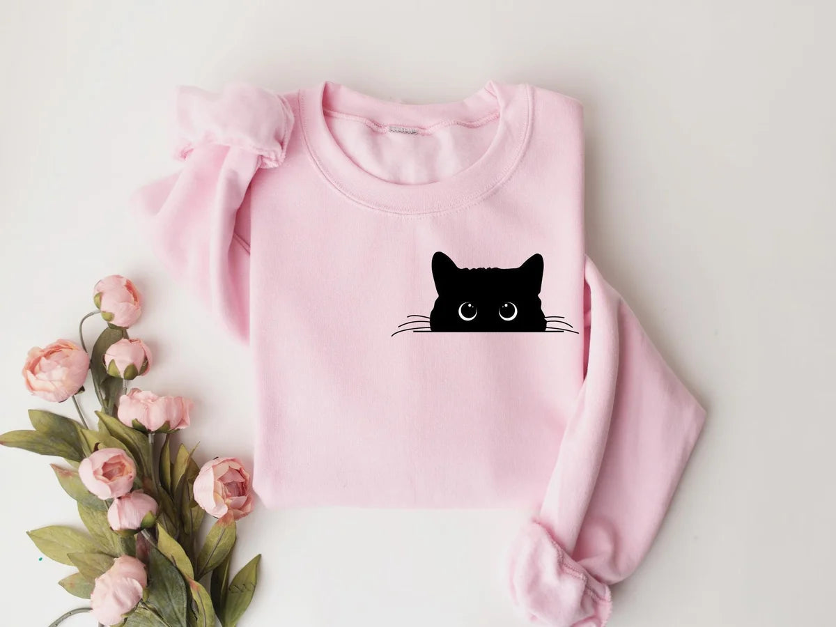 Cute Cat Halloween Crewneck Sweatshirt alternate product view.