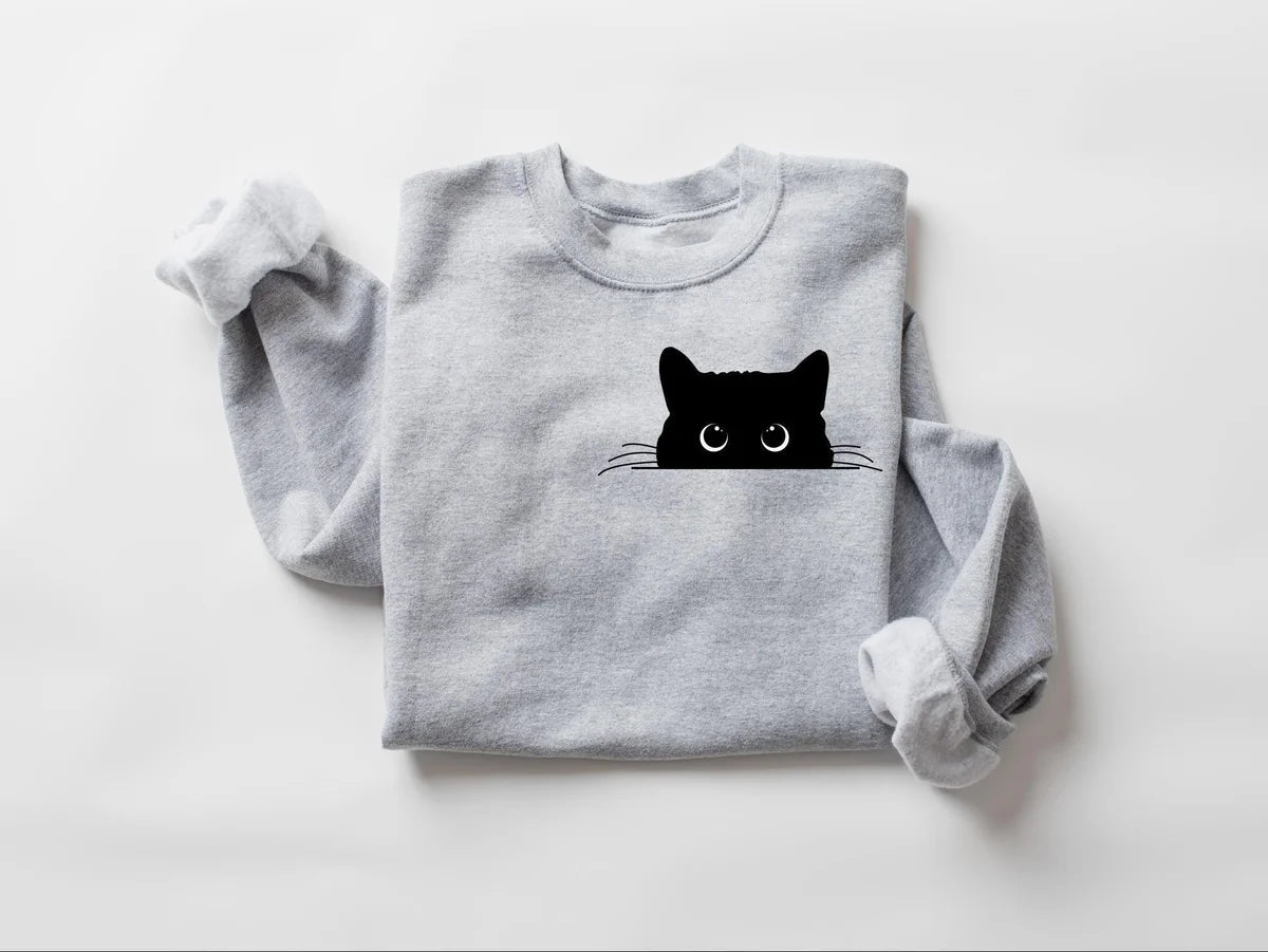 Cute Cat Halloween Crewneck Sweatshirt alternate product view.