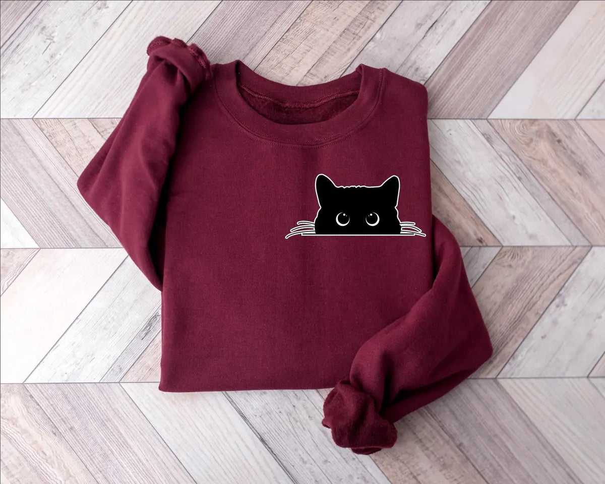 Cute Cat Halloween Crewneck Sweatshirt alternate product view.