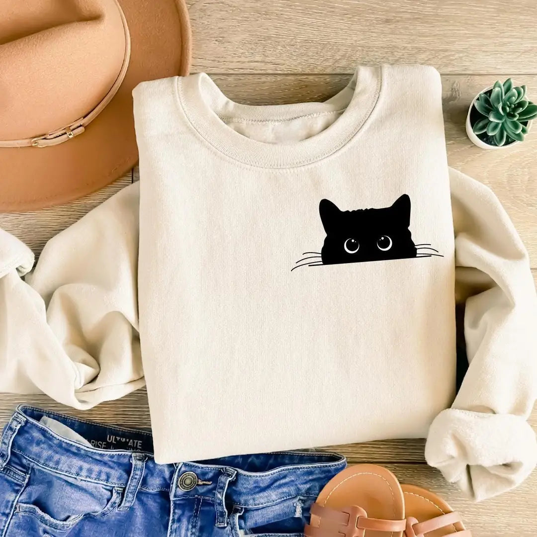 Cute Cat Halloween Crewneck Sweatshirt hero view.