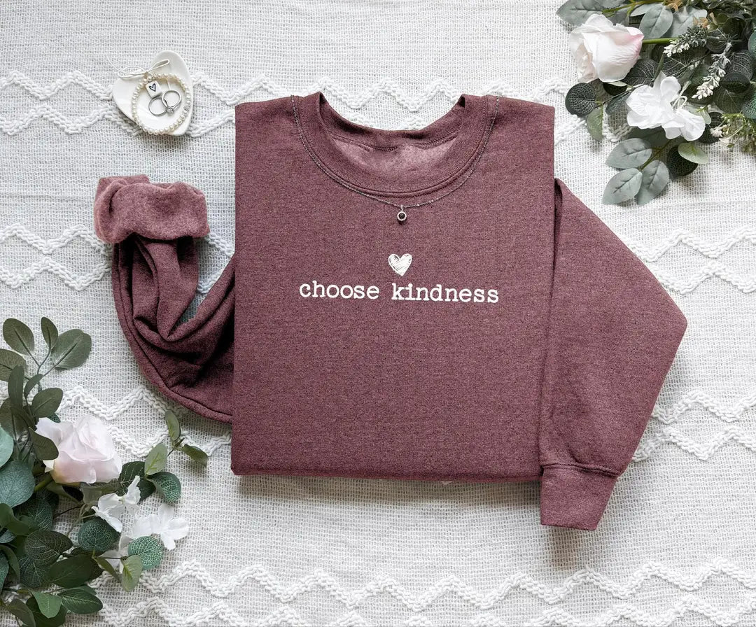 Cute Choose Kindness Crewneck Sweatshirt alternate product view.