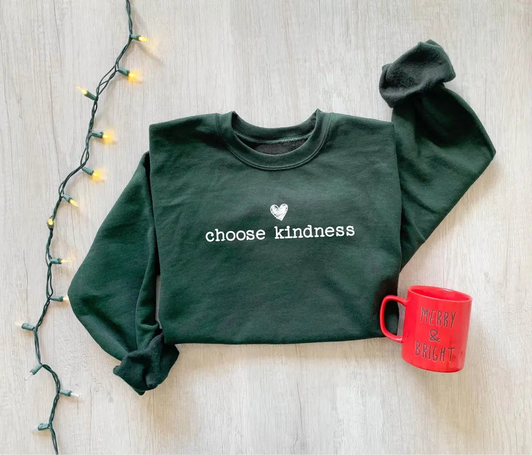 Cute Choose Kindness Crewneck Sweatshirt alternate product view.