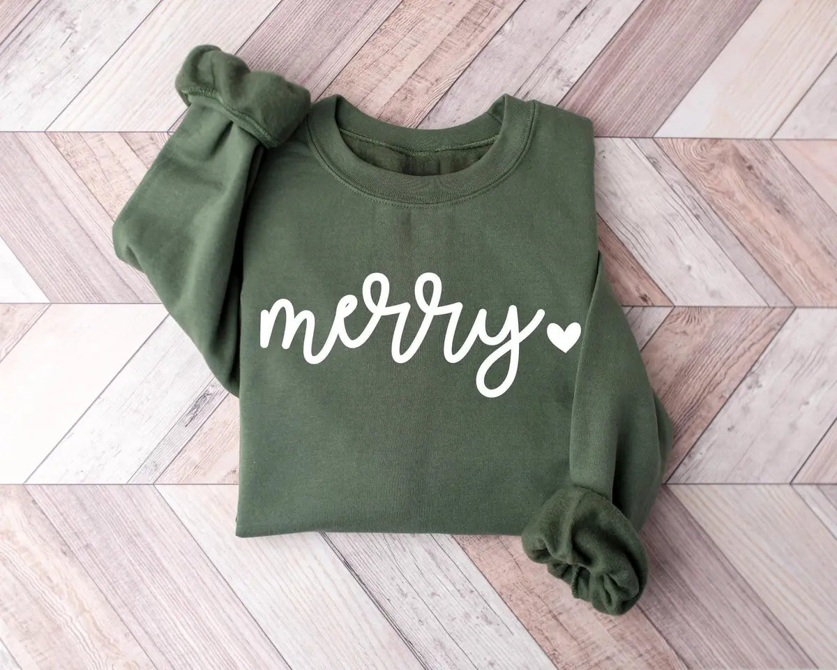 Cute Merry Christmas : Festive Holiday Crewneck Sweatshirt alternate product view.